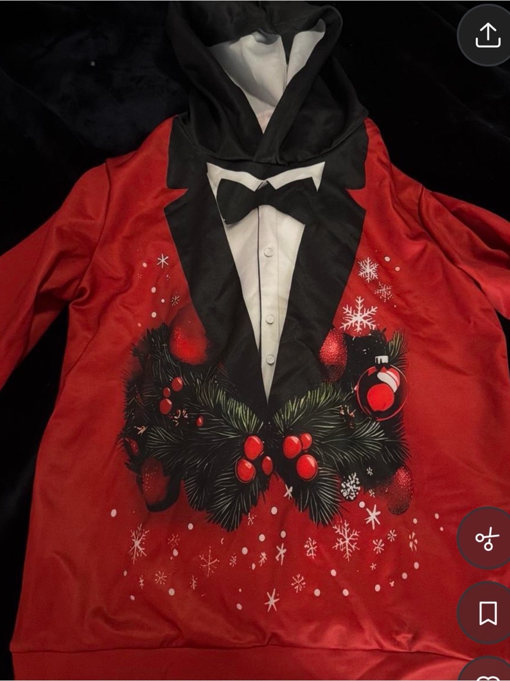 Kids Red Holiday Tuxedo Hoodie Shirt